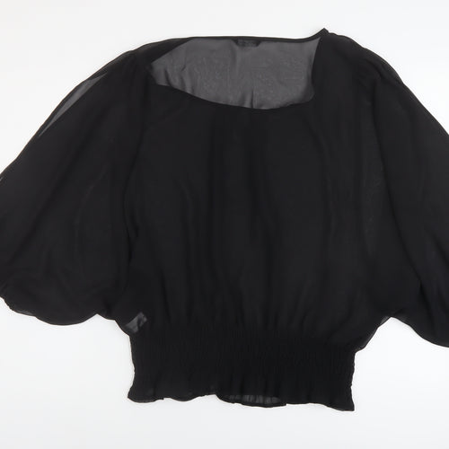 Select Womens Black Polyester Basic Blouse Size 16 Round Neck