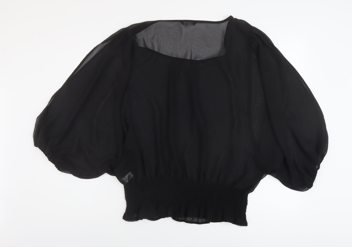 Select Womens Black Polyester Basic Blouse Size 16 Round Neck