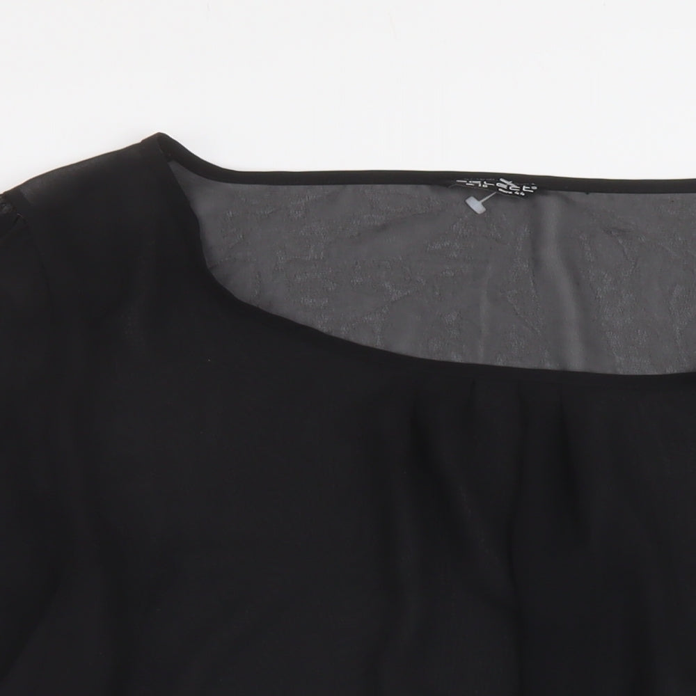 Select Womens Black Polyester Basic Blouse Size 16 Round Neck