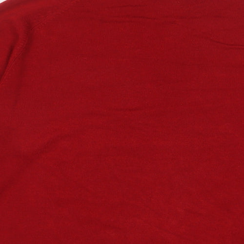 Blue Harbour Mens Red V-Neck Acrylic Pullover Jumper Size M Long Sleeve