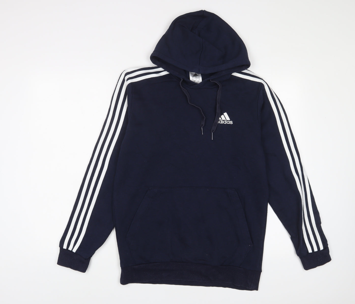 adidas Mens Blue Cotton Pullover Hoodie Size S - Logo