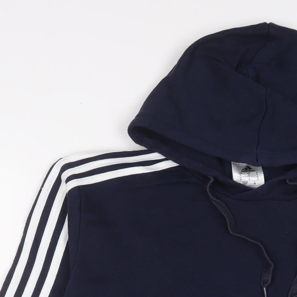 adidas Mens Blue Cotton Pullover Hoodie Size S - Logo