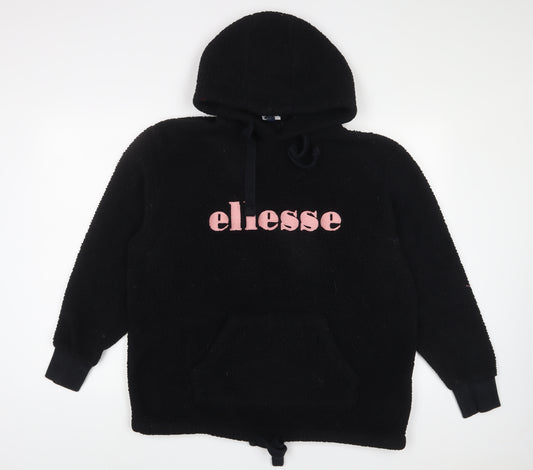 ellesse Womens Black Polyester Pullover Hoodie Size S Pullover - Logo, Embroidered