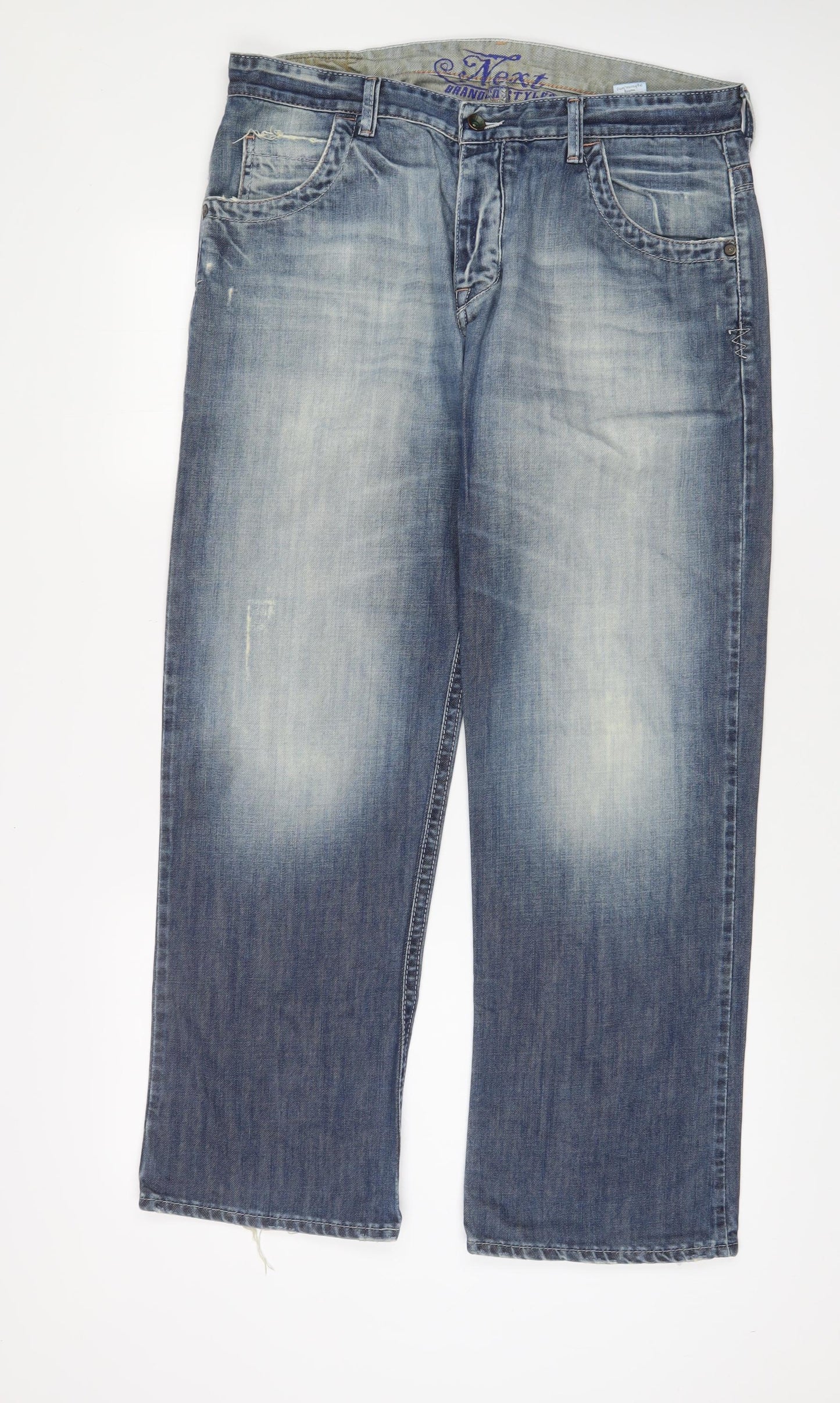 NEXT Mens Blue Cotton Straight Jeans Size 36 in L30 in Regular Button - Short Leg, Pockets