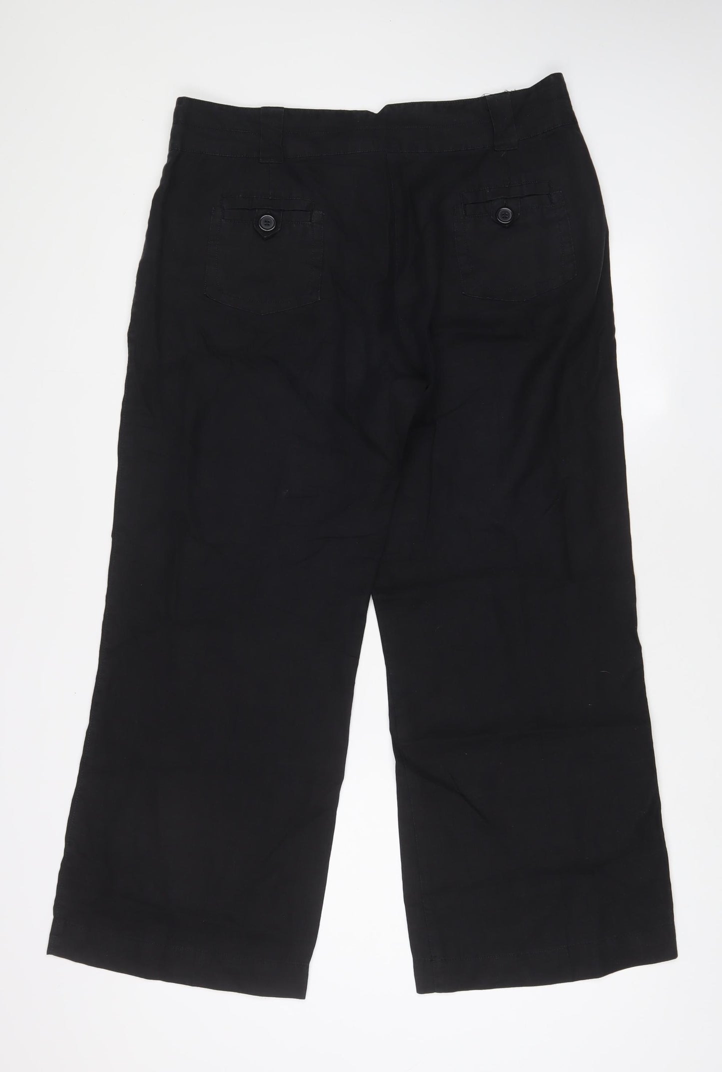 BHS Womens Black Linen Trousers Size 14 L29 in Regular Zip