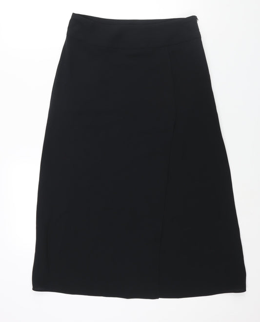 Marks and Spencer Womens Black Polyester A-Line Skirt Size 8 Zip