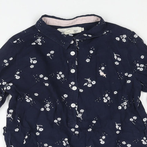 H&M Girls Blue Geometric Cotton Shift Size 10 Years Collared Button - Floral Print