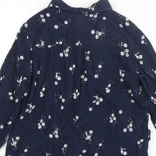 H&M Girls Blue Geometric Cotton Shift Size 10 Years Collared Button - Floral Print