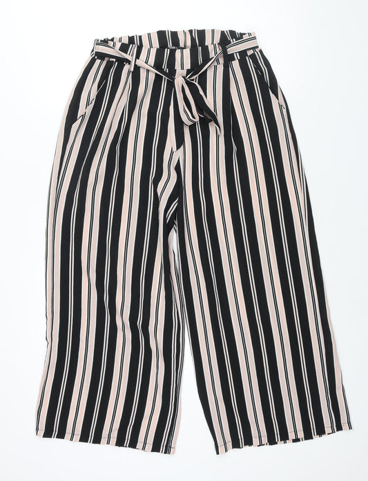 Made in Italy Womens Pink Striped Polyester Cropped Trousers Size 14 L24 in Regular - Belted