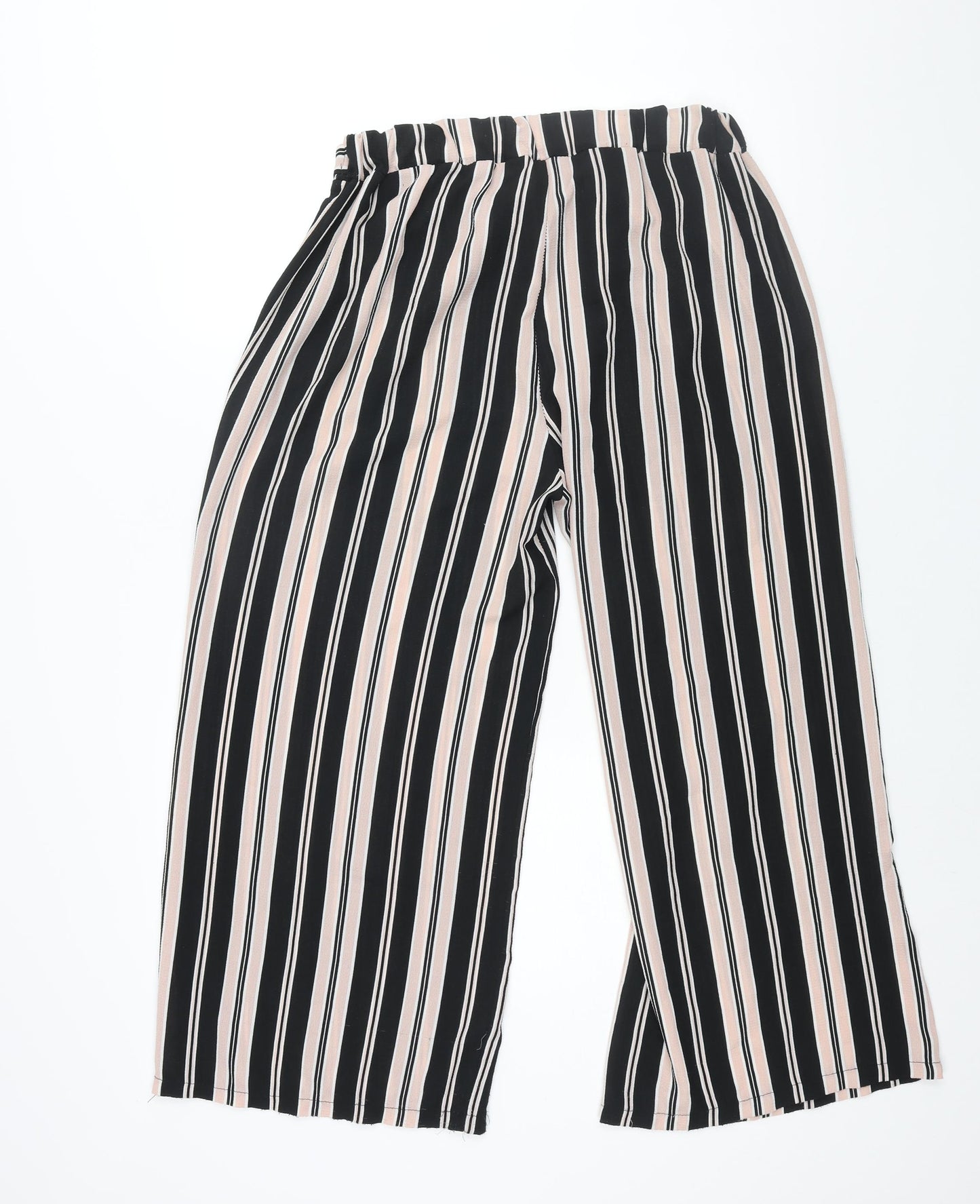 Made in Italy Womens Pink Striped Polyester Cropped Trousers Size 14 L24 in Regular - Belted