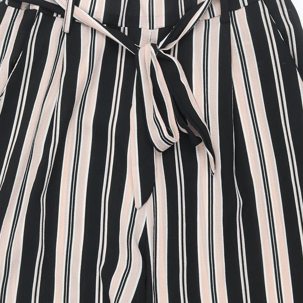 Made in Italy Womens Pink Striped Polyester Cropped Trousers Size 14 L24 in Regular - Belted