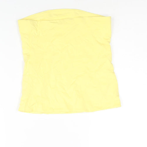 NEXT Womens Yellow Cotton Basic Blouse Size 8 Square Neck - Bandeau