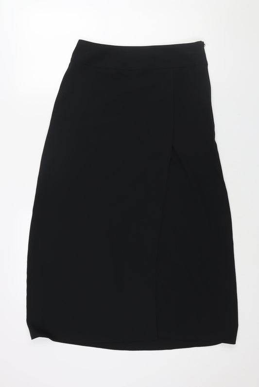 Marks and Spencer Womens Black Polyester A-Line Skirt Size 10 Zip