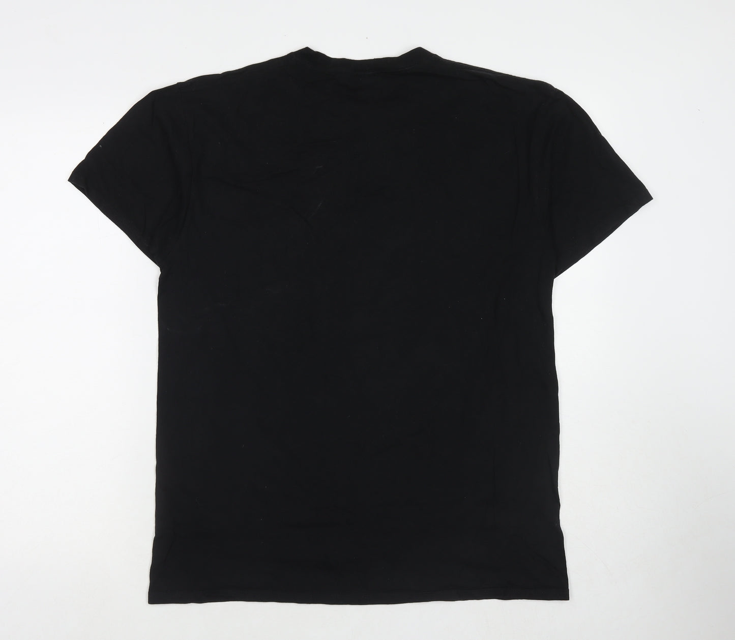 Fruit of the Loom Mens Black Cotton T-Shirt Size L Round Neck - Acorn