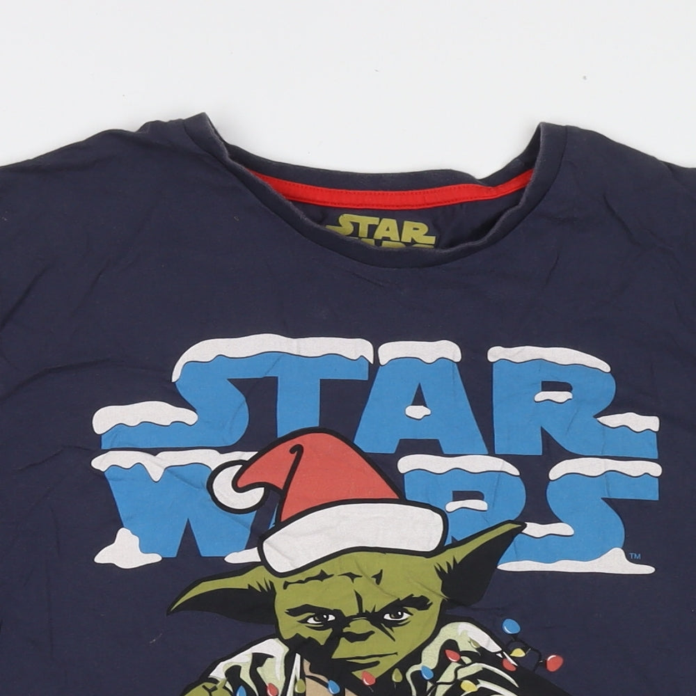 Star Wars Mens Blue Cotton T-Shirt Size 2XL Round Neck - Star Wars Christmas