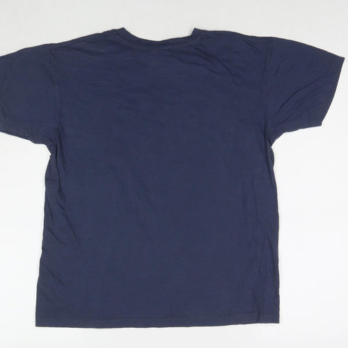 Fox Mens Blue Cotton T-Shirt Size S Round Neck - Berlin