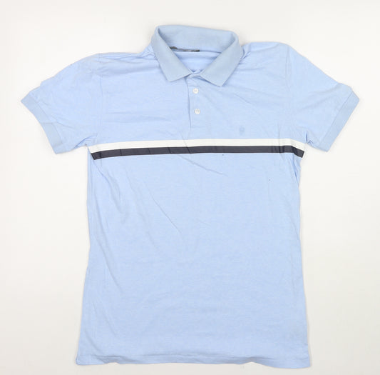 French Connection Mens Blue Cotton Polo Size M Collared