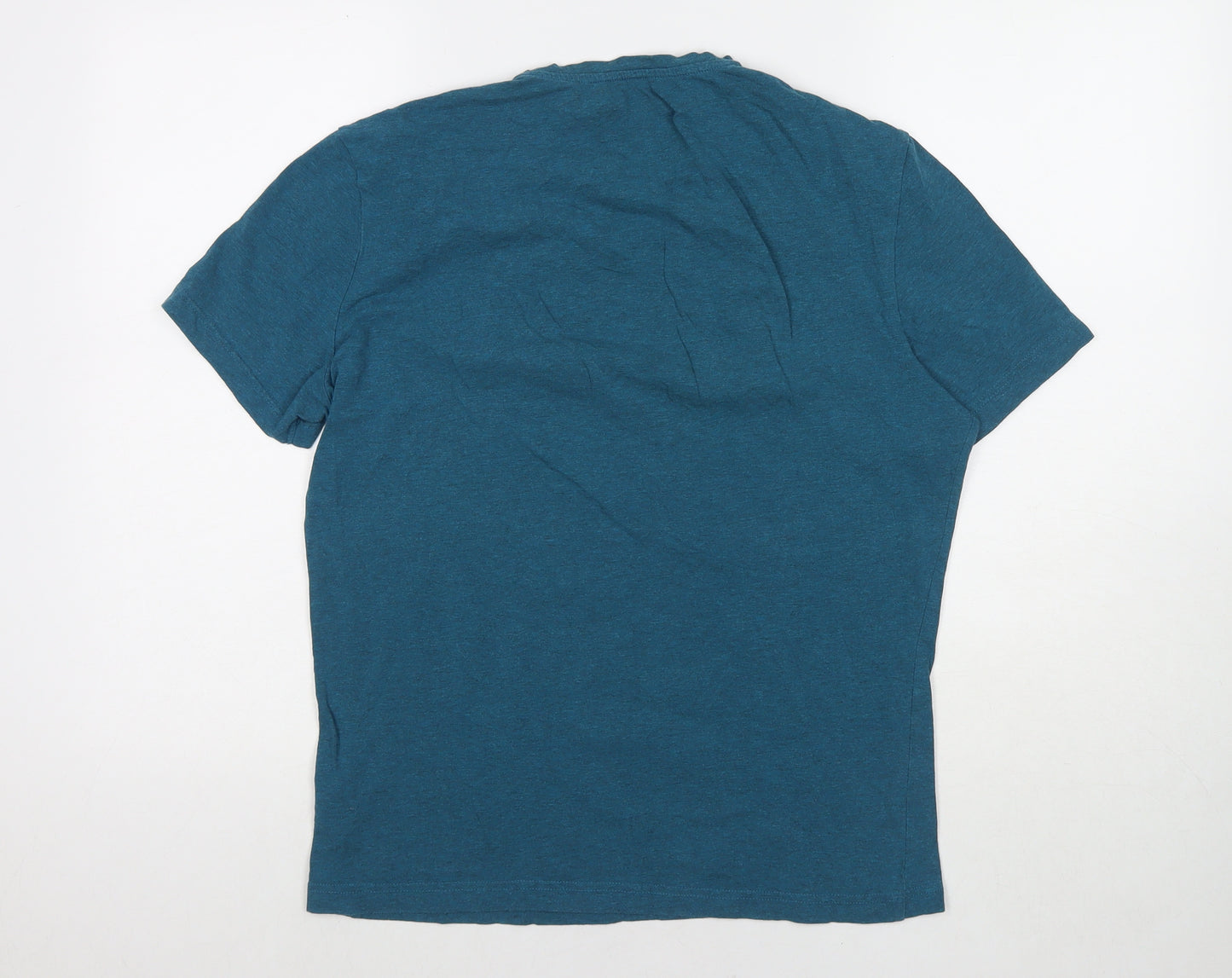 H&M Mens Blue Cotton T-Shirt Size L V-Neck