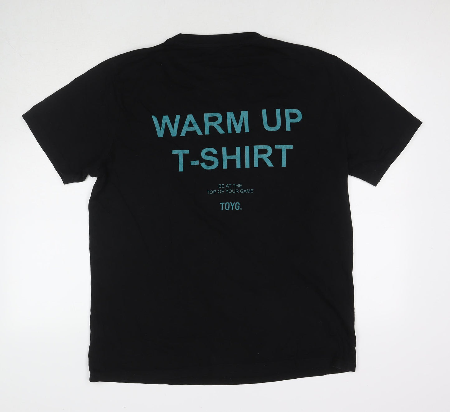 Warm Up Shirt Mens Black Cotton T-Shirt Size L Round Neck - Be At The Top Of Your Game