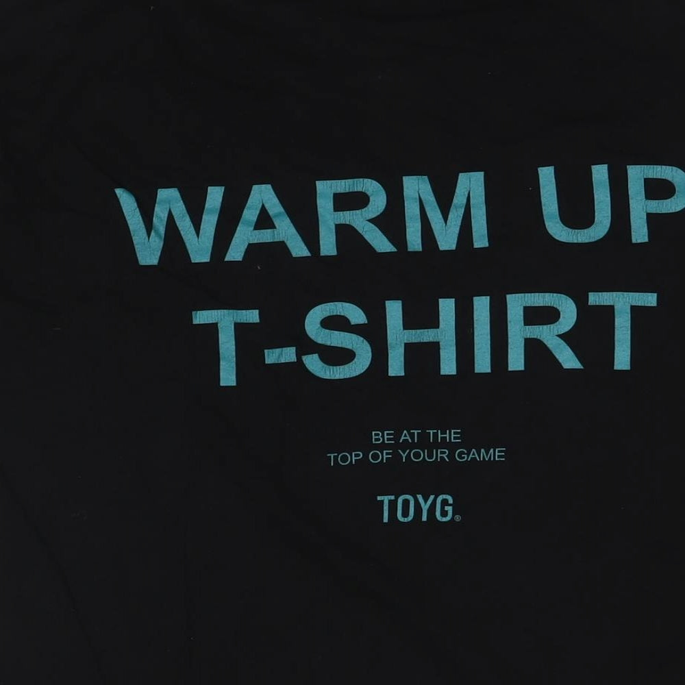 Warm Up Shirt Mens Black Cotton T-Shirt Size L Round Neck - Be At The Top Of Your Game