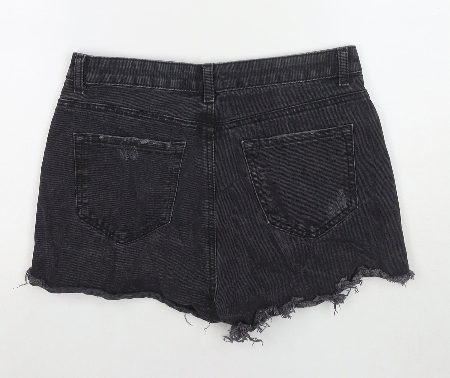 Denim & Co. Womens Black Cotton Cut-Off Shorts Size 12 L3 in Regular Zip