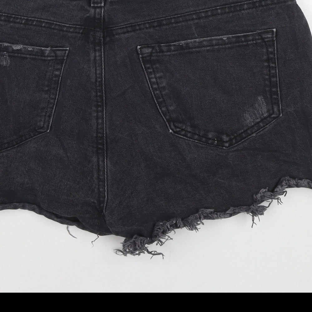 Denim & Co. Womens Black Cotton Cut-Off Shorts Size 12 L3 in Regular Zip