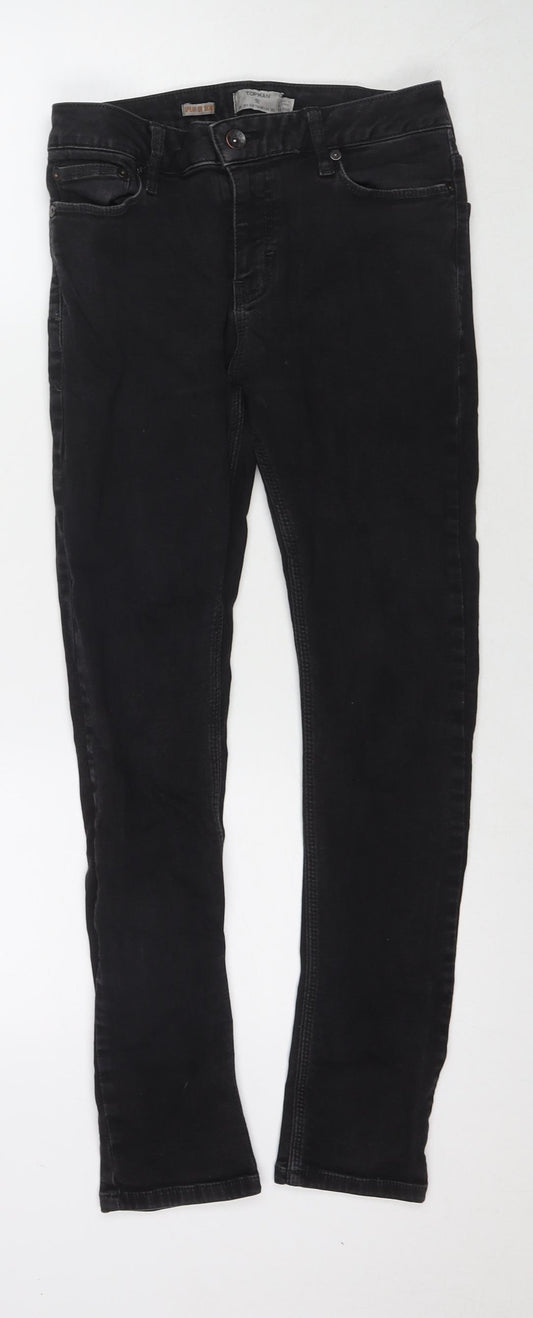 Topman Mens Black Cotton Skinny Jeans Size 30 in L27 in Slim Zip