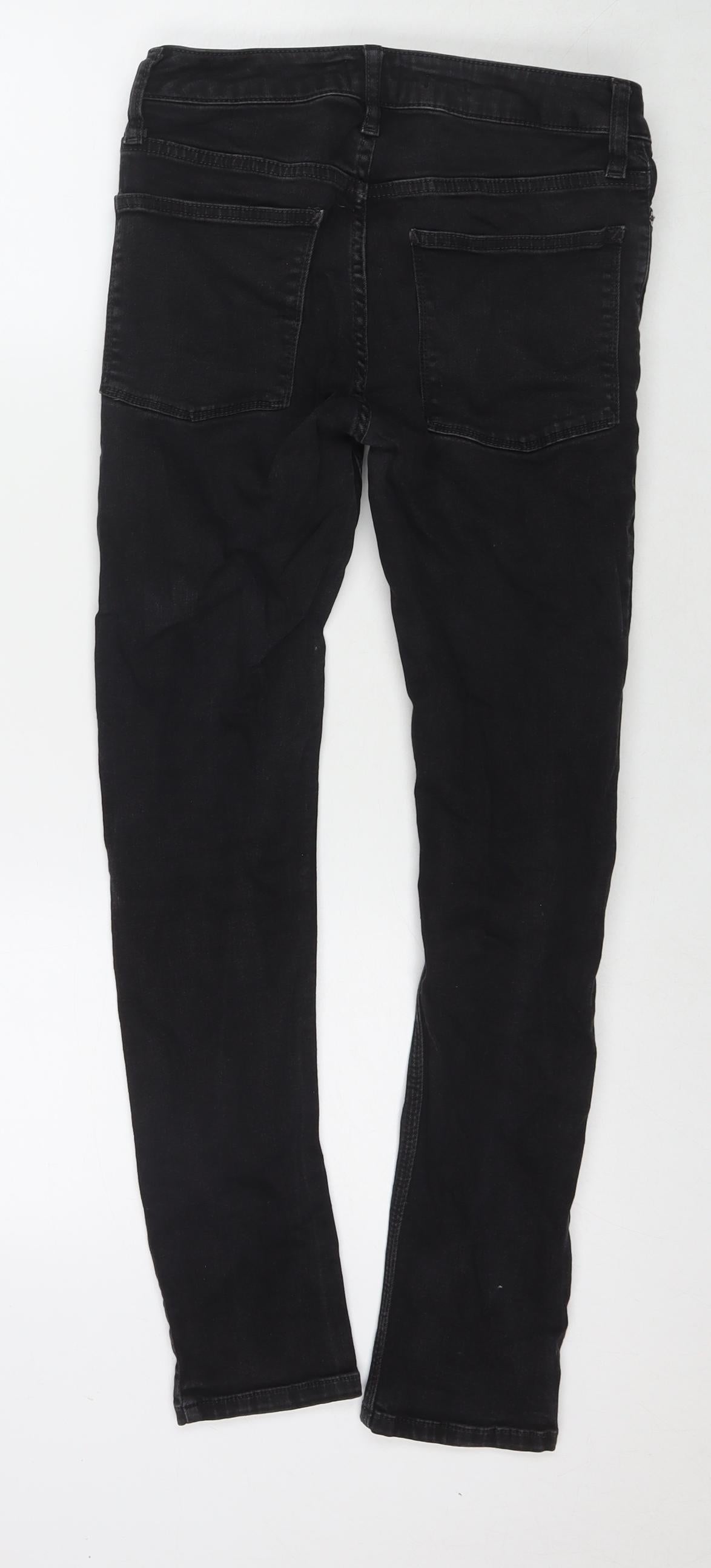 Topman Mens Black Cotton Skinny Jeans Size 30 in L27 in Slim Zip