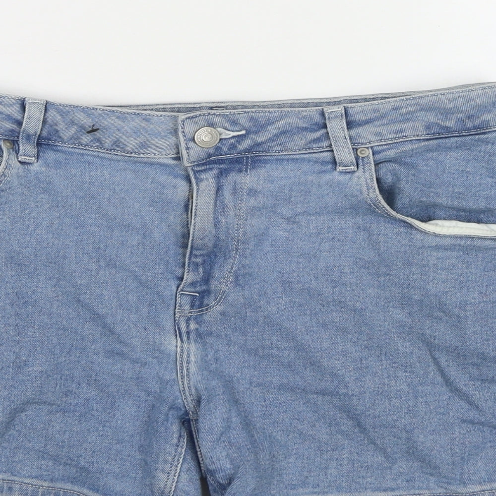 ASOS Mens Blue Cotton Chino Shorts Size 32 in Regular Zip - Inside L-5''