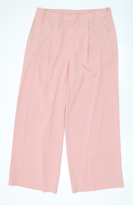 Marks and Spencer Womens Pink Polyester Trousers Size 18 L31 in Regular Zip