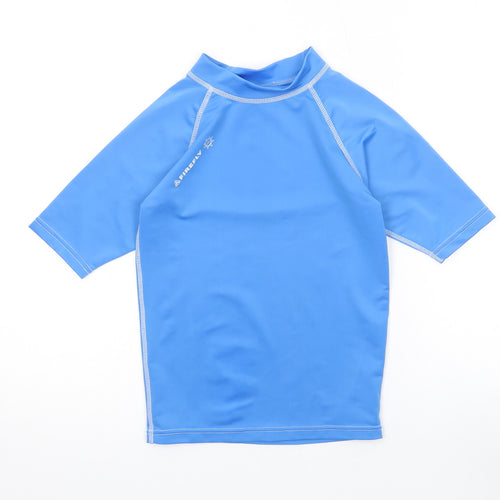 Firefly Boys Blue Polyester Basic T-Shirt Size 12 Years Mock Neck Pullover - Rash guard, UV protection