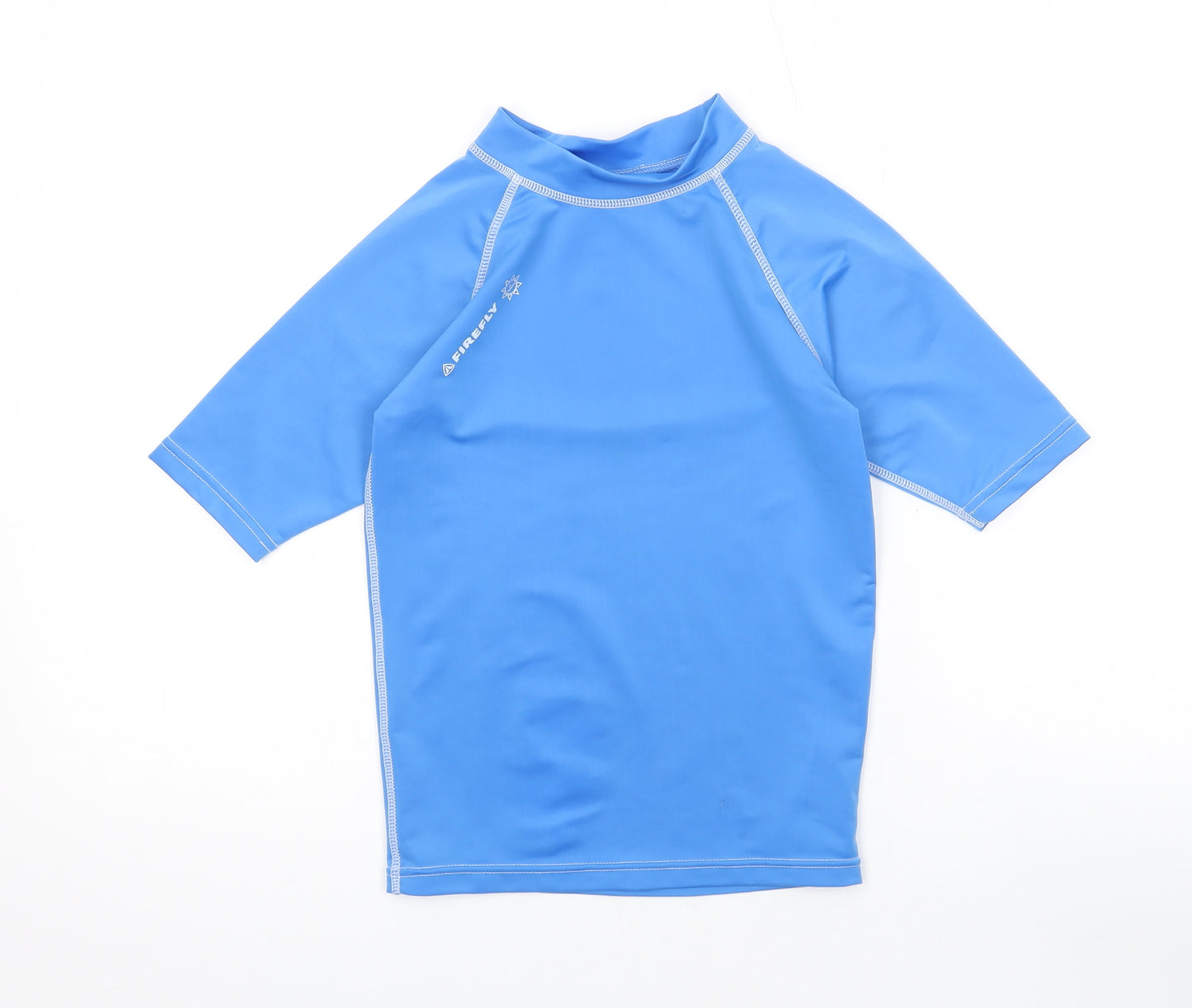 Firefly Boys Blue Polyester Basic T-Shirt Size 12 Years Mock Neck Pullover - Rash guard, UV protection