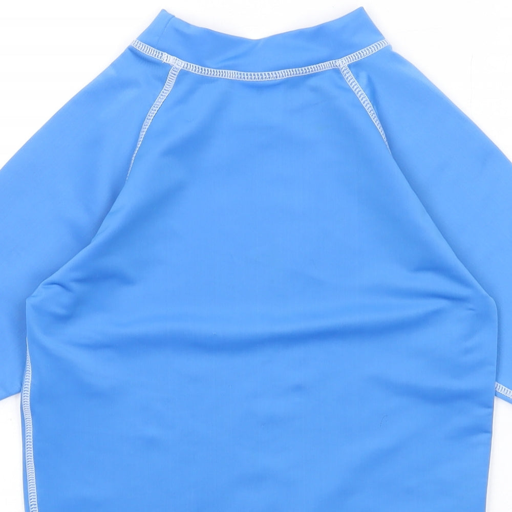 Firefly Boys Blue Polyester Basic T-Shirt Size 12 Years Mock Neck Pullover - Rash guard, UV protection