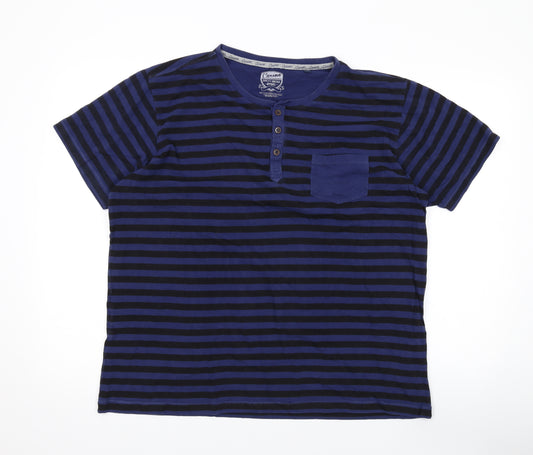 Carson Mens Blue Striped Cotton T-Shirt Size XL Round Neck