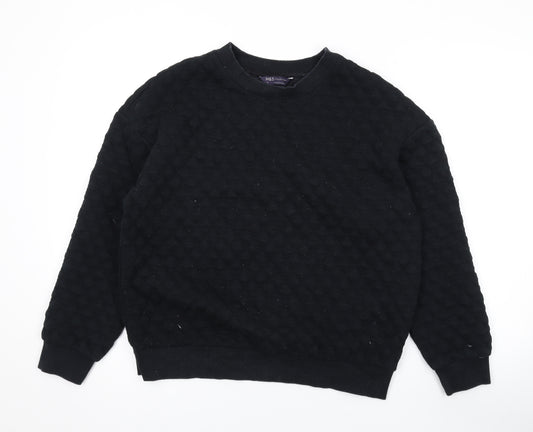 Marks and Spencer Womens Black Argyle/Diamond Polycotton Pullover Sweatshirt Size 12 Pullover