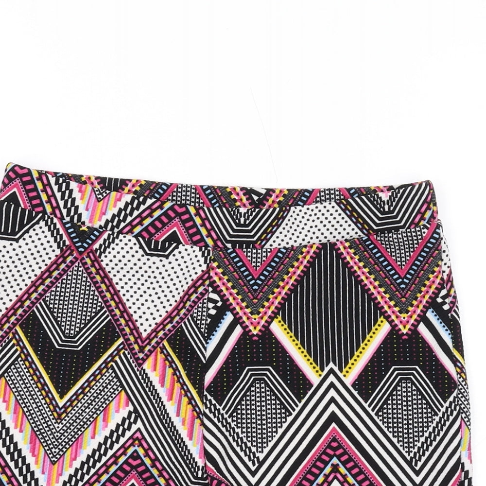 Missguided Womens Multicoloured Geometric Polyester Hot Pants Shorts Size 10 Regular Pull On