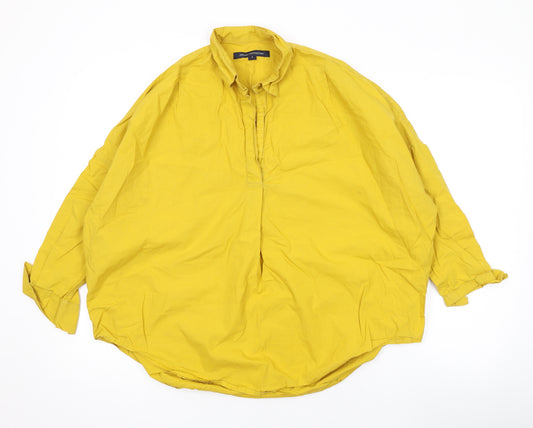 French Connection Womens Yellow Cotton Basic Blouse Size S V-Neck