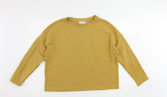 Pull&Bear Womens Yellow Cotton Pullover Sweatshirt Size M Pullover