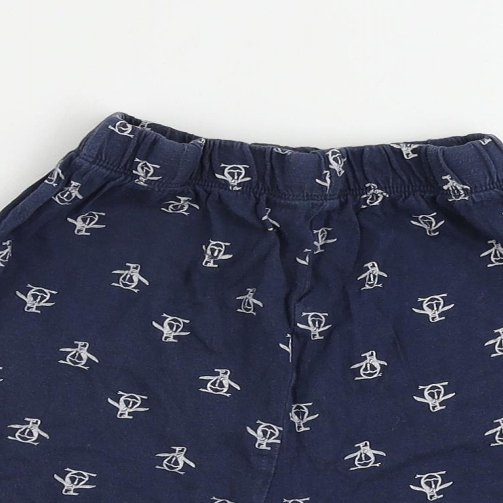 Penguin Boys Blue Geometric Cotton Sweat Shorts Size 5-6 Years Regular - Elastic Waist