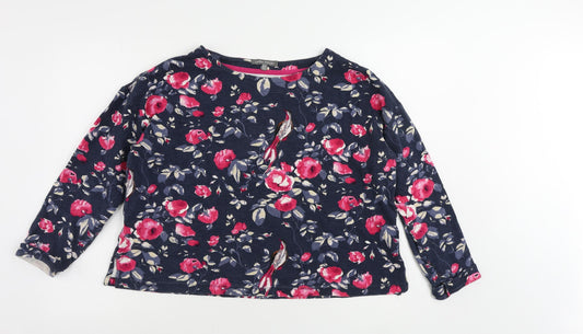 Laura Ashley Womens Blue Floral Cotton Pullover Sweatshirt Size 12 Pullover