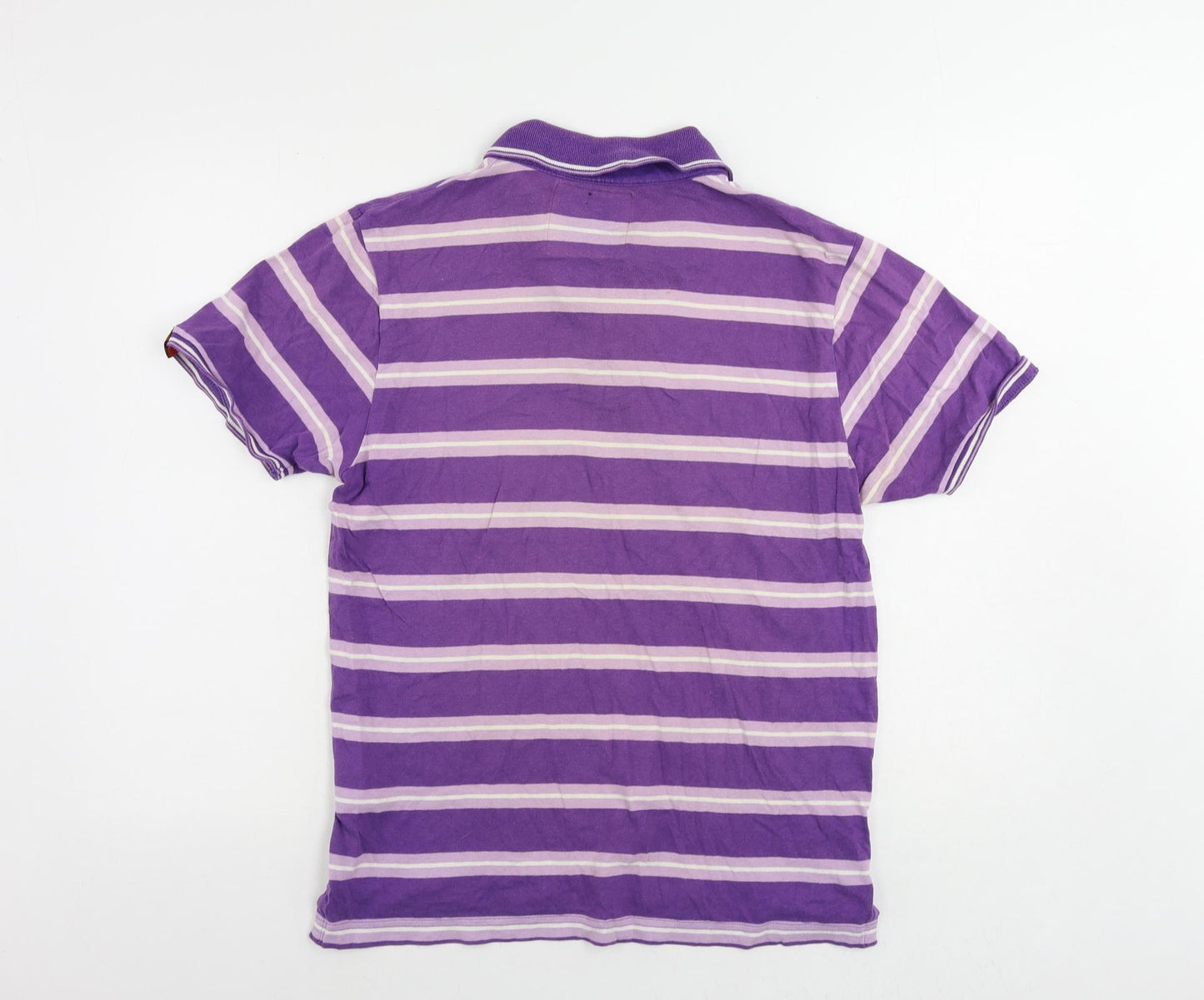 SoulCal&Co Mens Purple Striped Cotton Polo Size M Collared Button - Logo