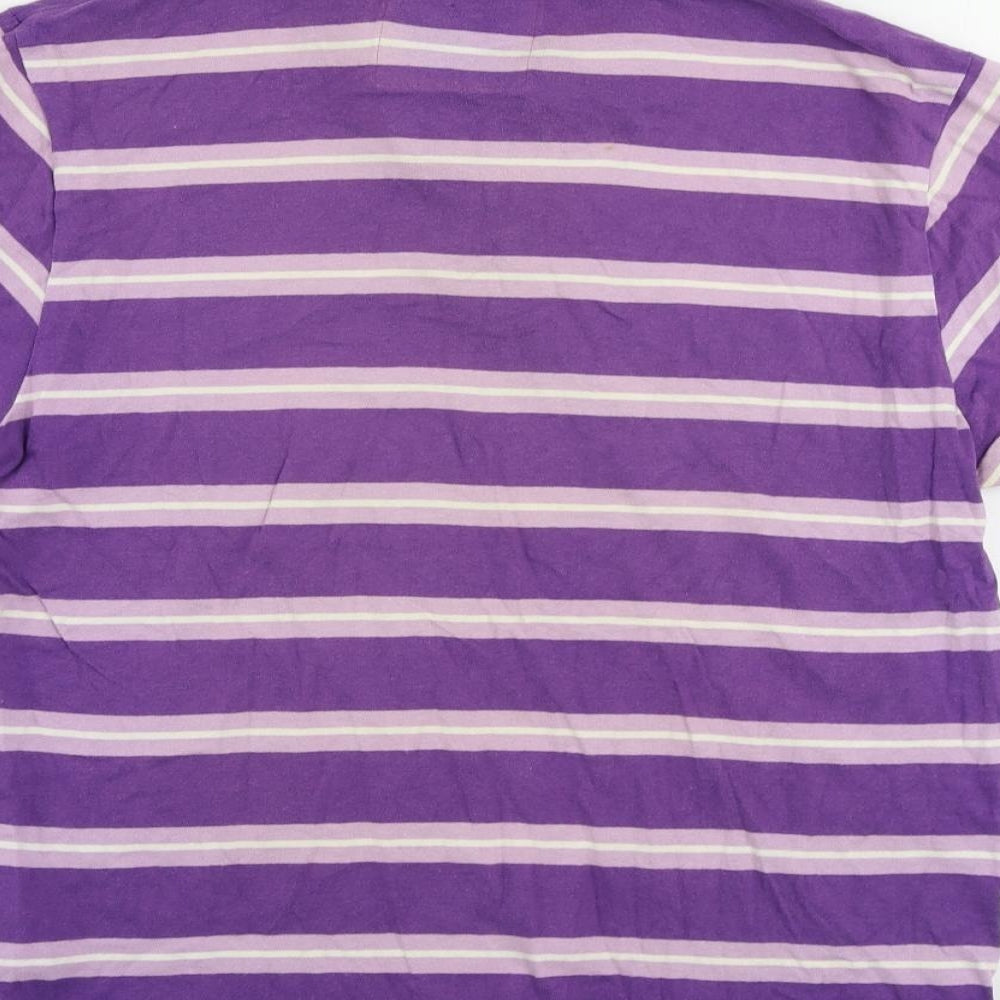 SoulCal&Co Mens Purple Striped Cotton Polo Size M Collared Button - Logo