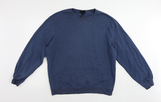 H&M Mens Blue Cotton Pullover Sweatshirt Size L