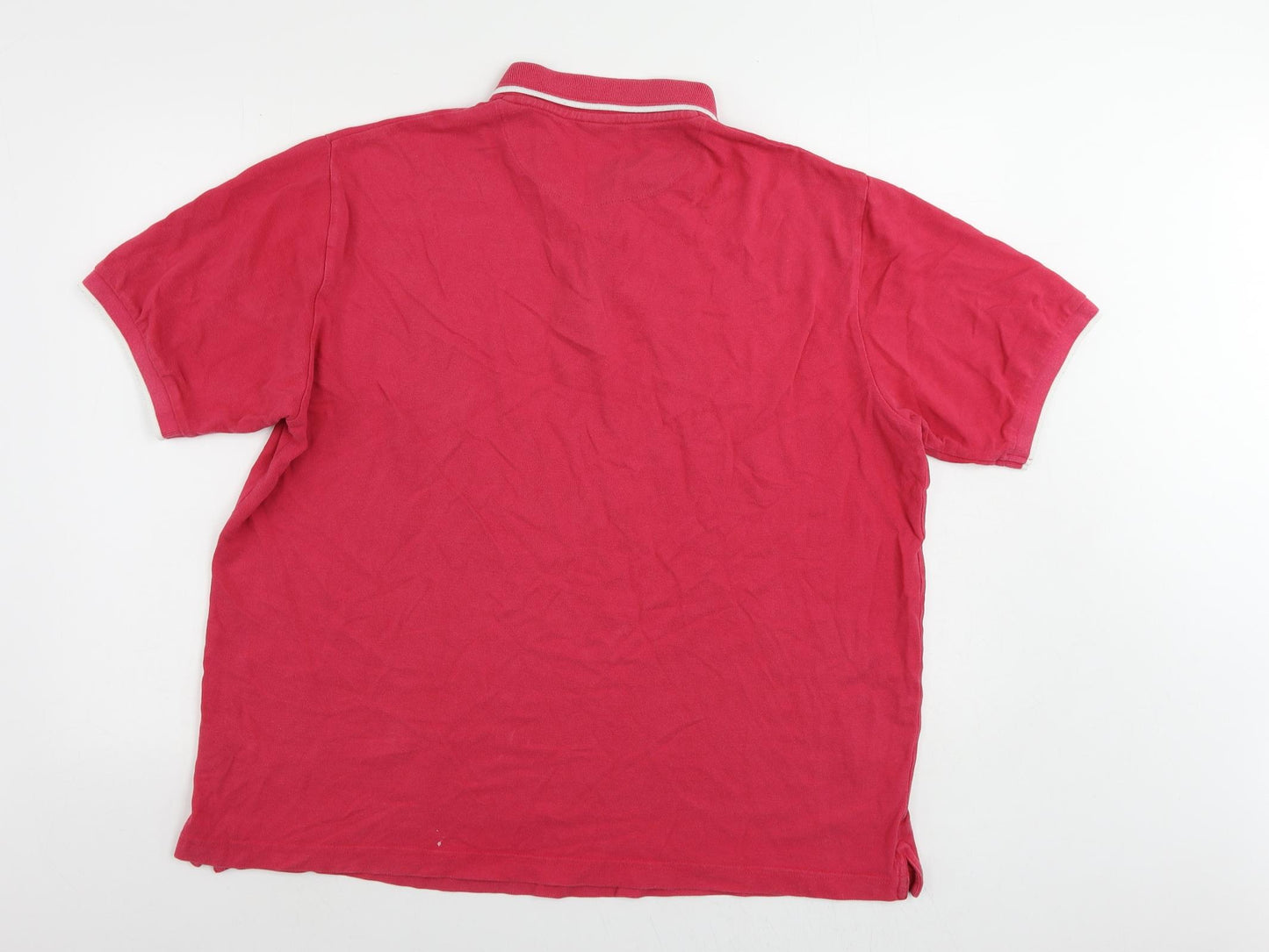 Cotton Traders Mens Pink Cotton Polo Size 2XL Collared Button