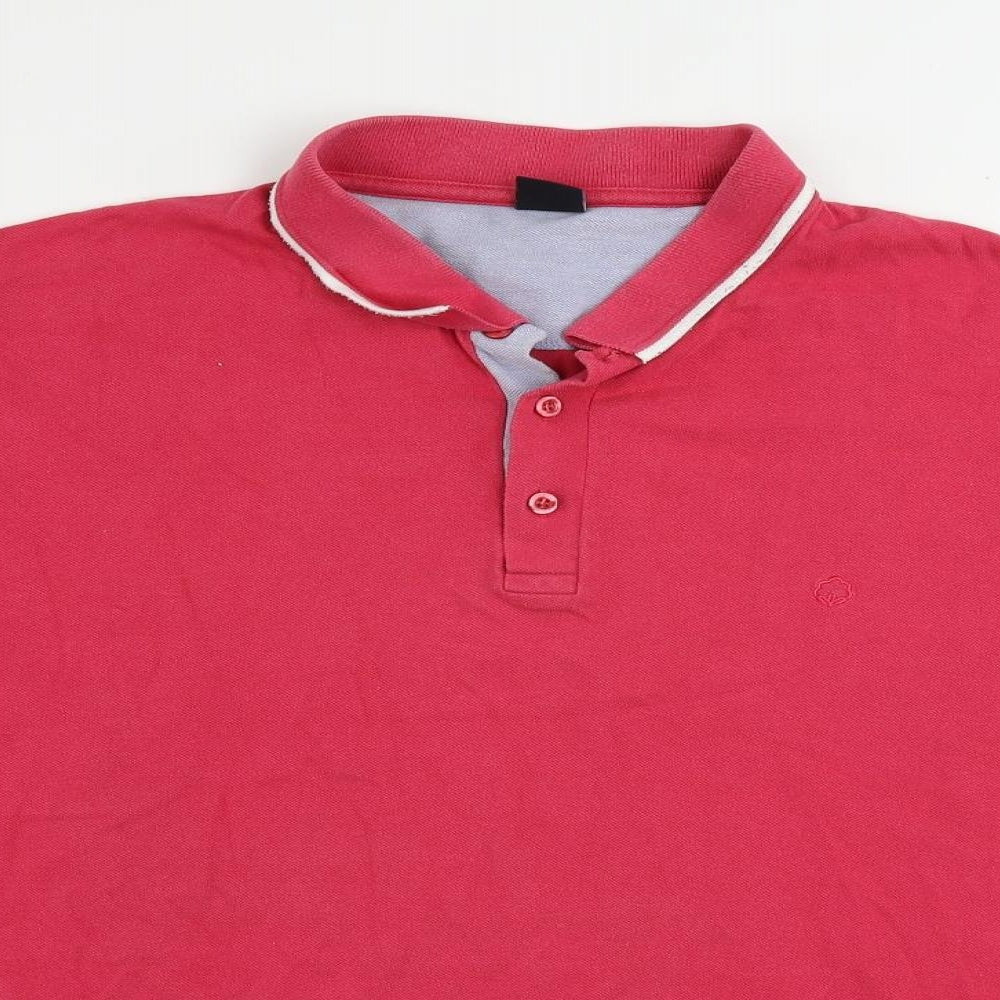 Cotton Traders Mens Pink Cotton Polo Size 2XL Collared Button