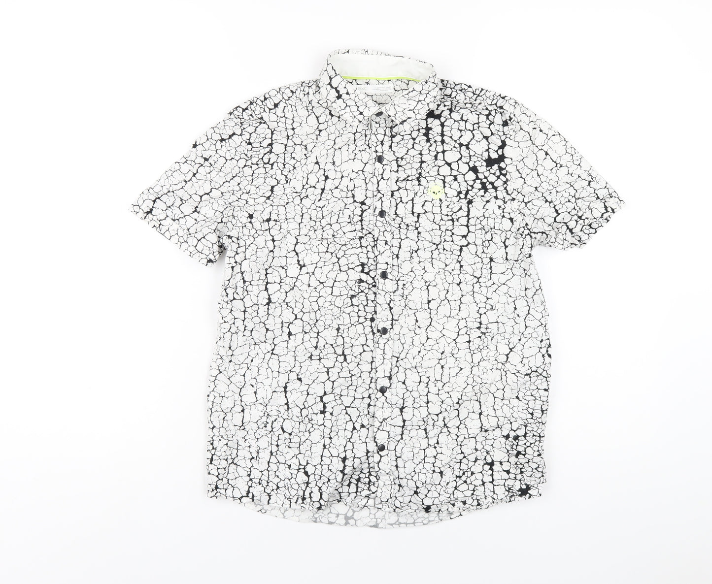 NEXT Boys White Animal Print Cotton Basic Button-Up Size 12 Years Collared Snap - Crocodile Print