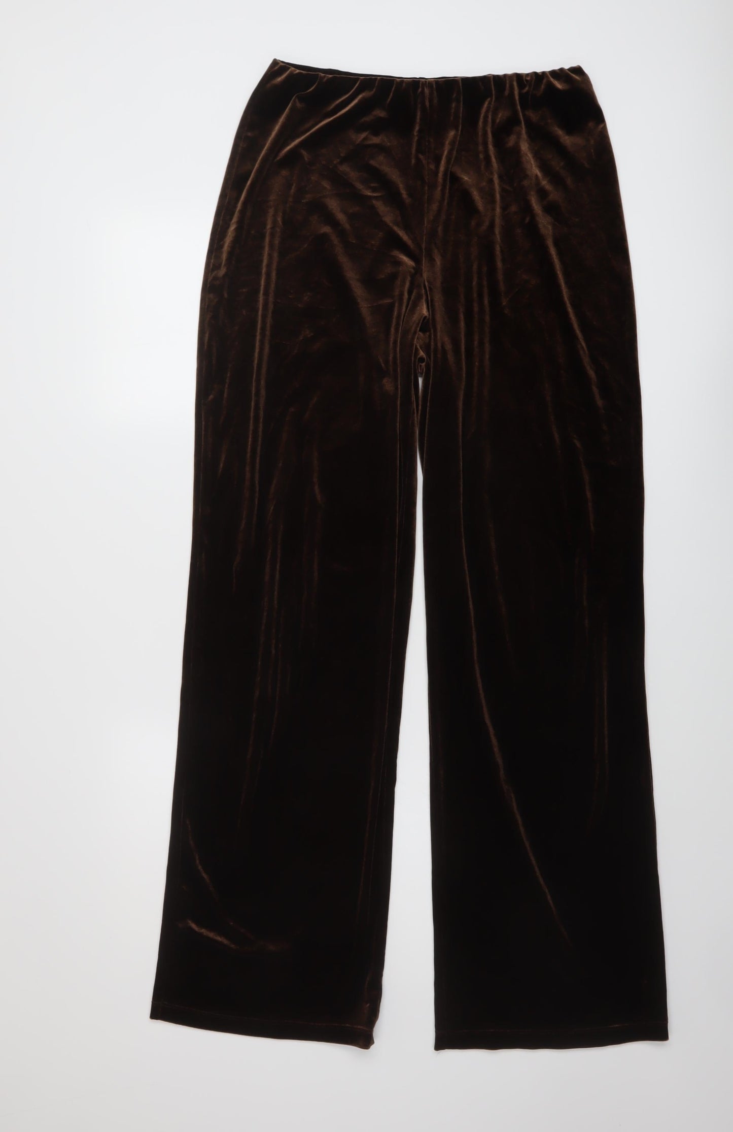 Denis Day Womens Brown Polyester Trousers Size 12 L31 in Regular