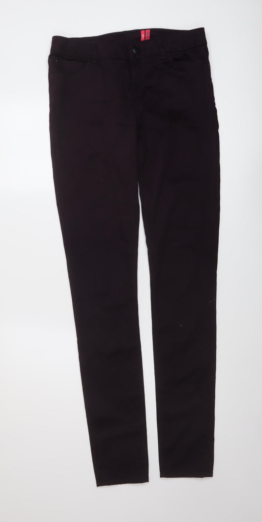 New Look Womens Purple Cotton Trousers Size 12 L35 in Regular Button