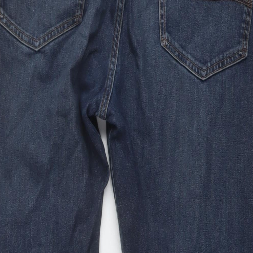 Marks and Spencer Mens Blue Cotton Straight Jeans Size 36 in L29 in Regular Button