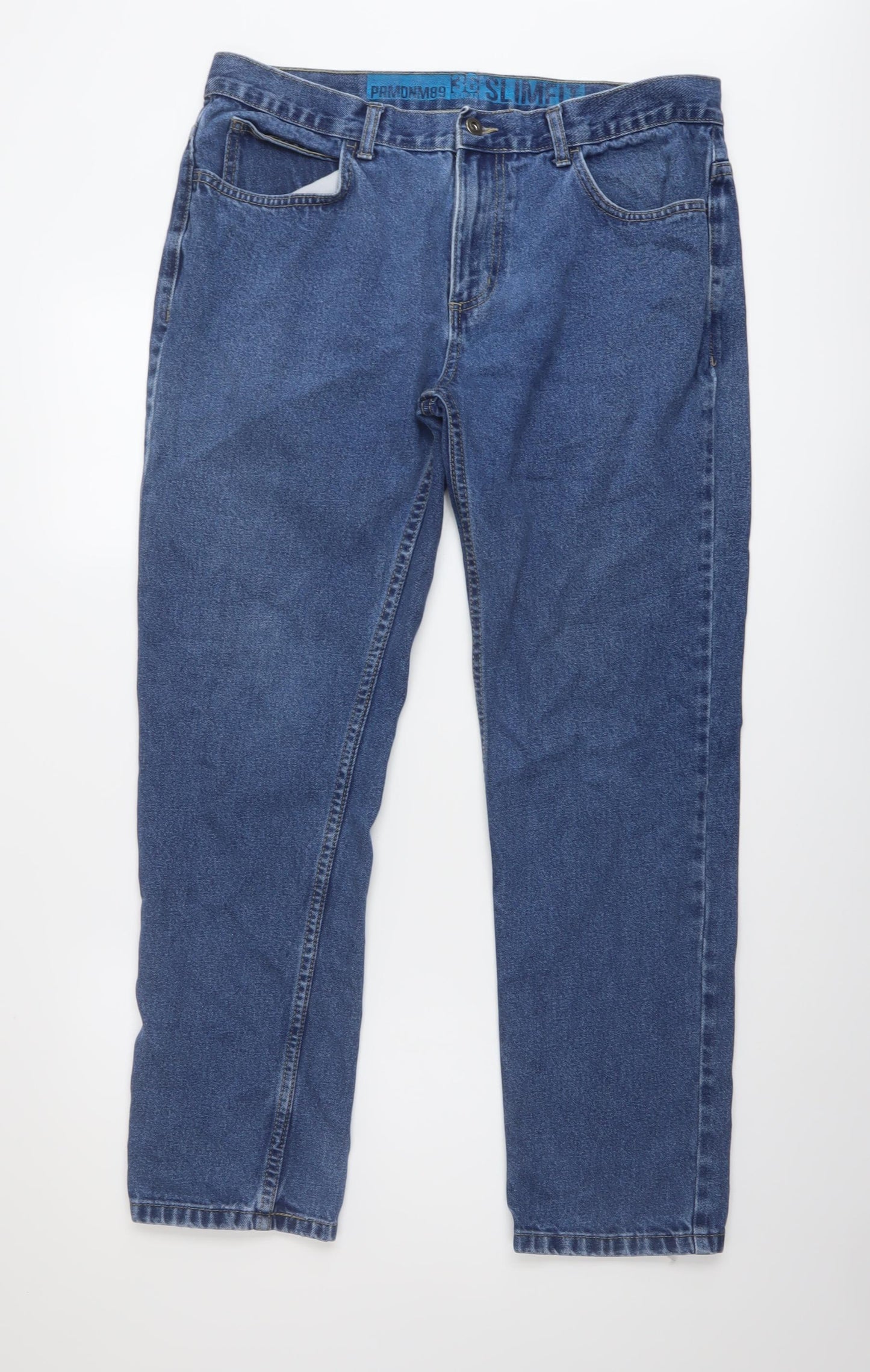 George Mens Blue Cotton Straight Jeans Size 36 in L29 in Regular Button